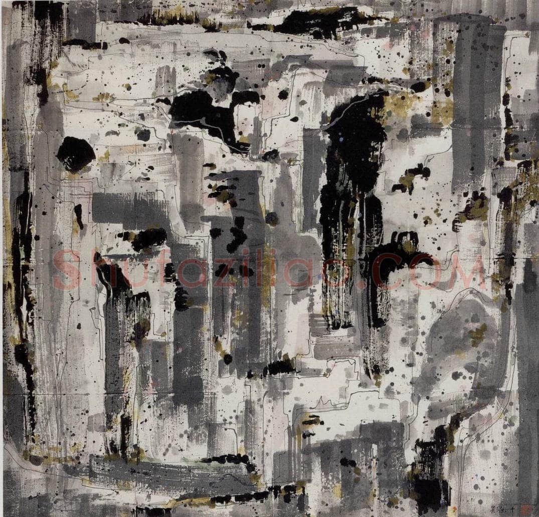 1984年 吴冠中 峭壁 书画作品