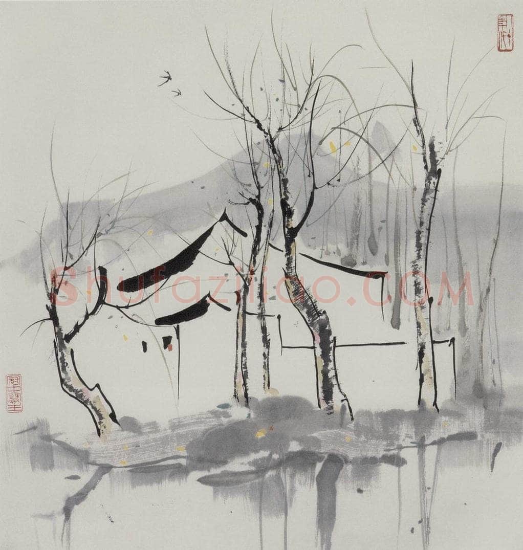 1984年 吴冠中 水乡春早 书画作品