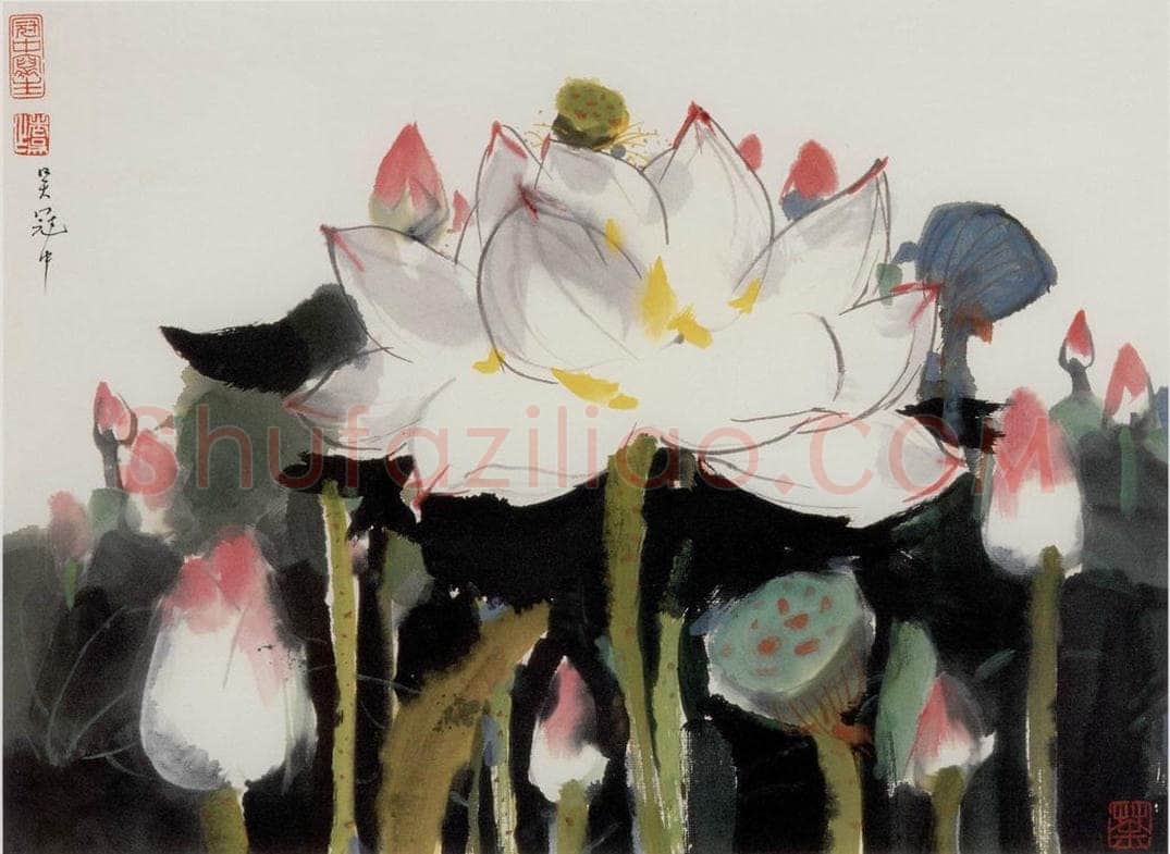 1975年 吴冠中 荷花 书画作品