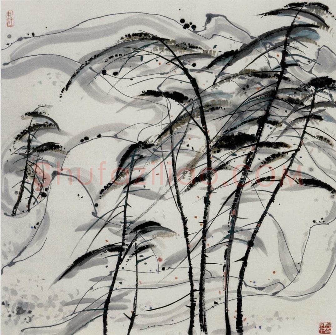 1986年 吴冠中 松曲 书画作品