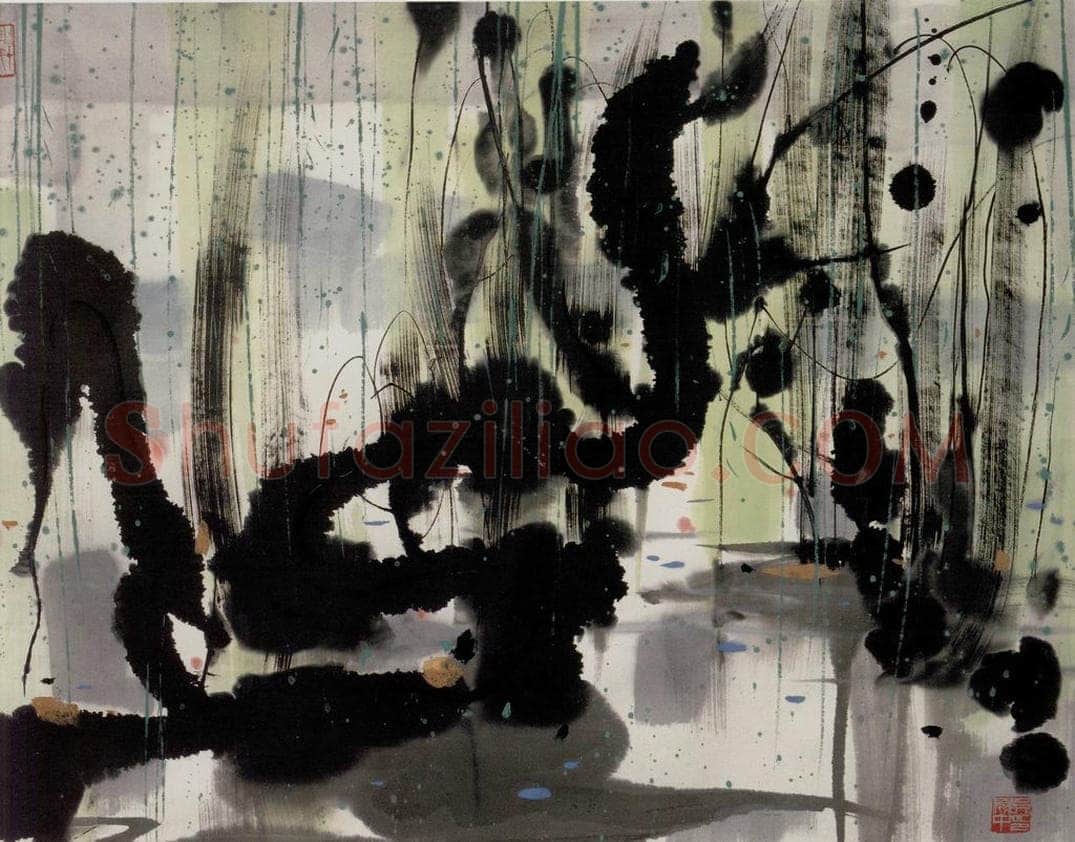 1986年 吴冠中 花溪树 书画作品