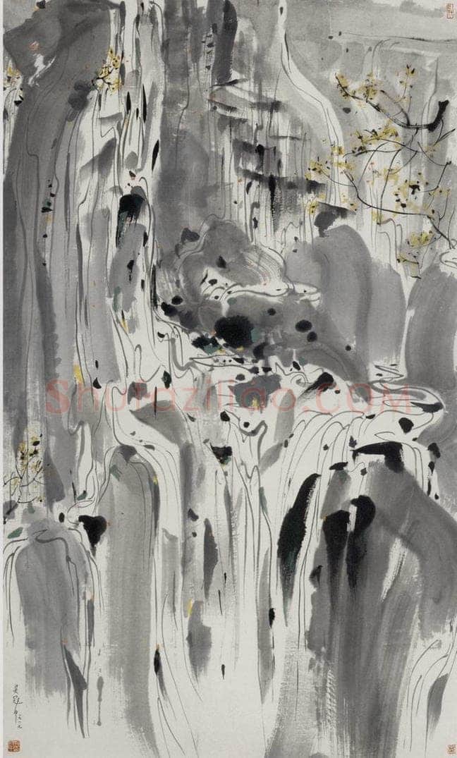 1987年 吴冠中 奔流 书画作品