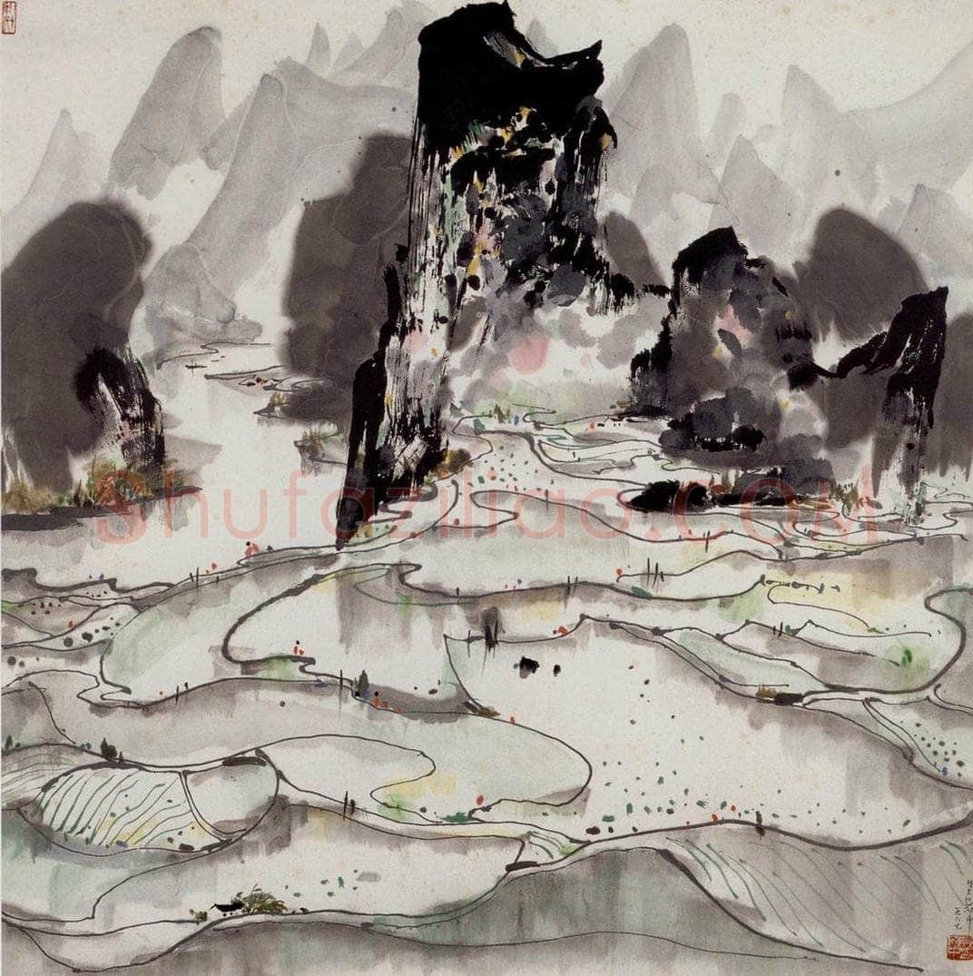 1987年 吴冠中 广西水田 书画作品
