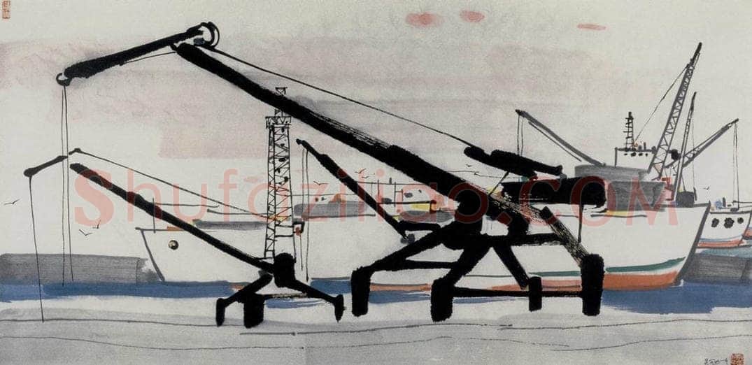 1987年 吴冠中 泊 书画作品