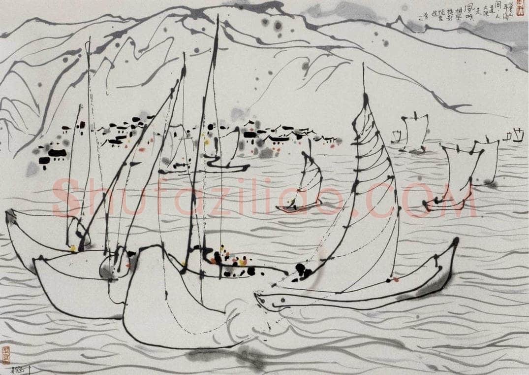 1987年 吴冠中 苍山洱海 书画作品