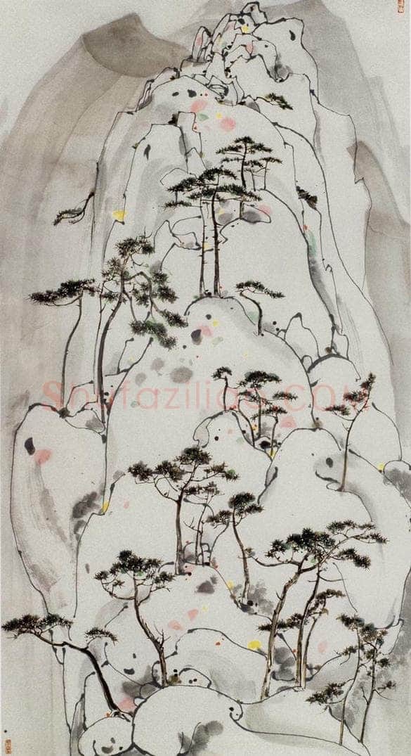 1987年 吴冠中 崂山松石 书画作品