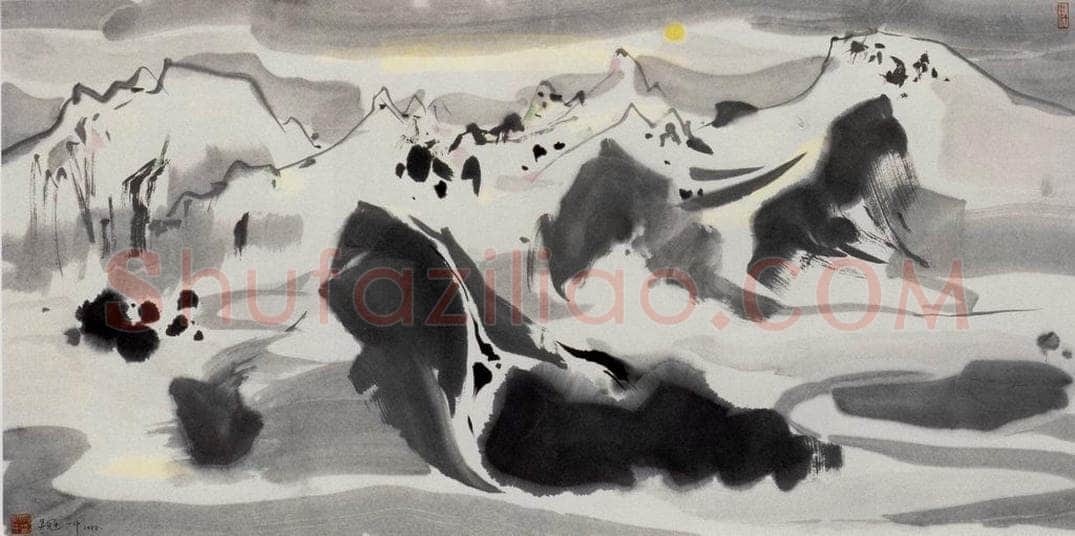 1988年 吴冠中 月下玉龙山 书画作品