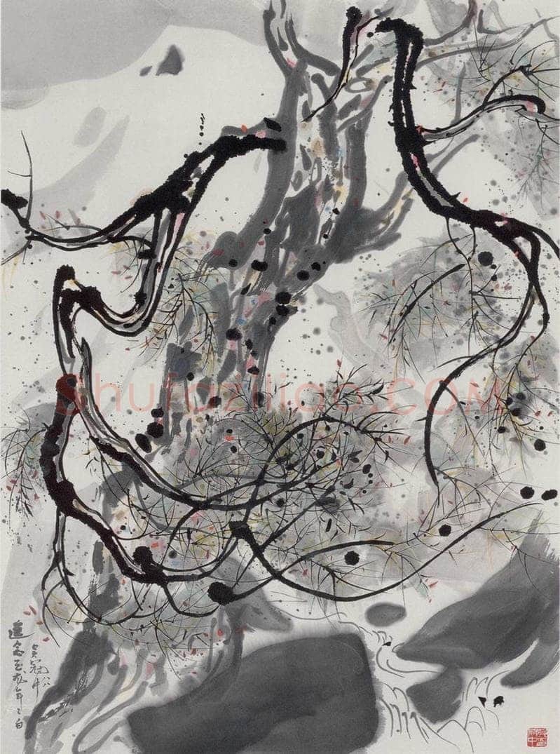 1988年 吴冠中 遥念玉龙 书画作品