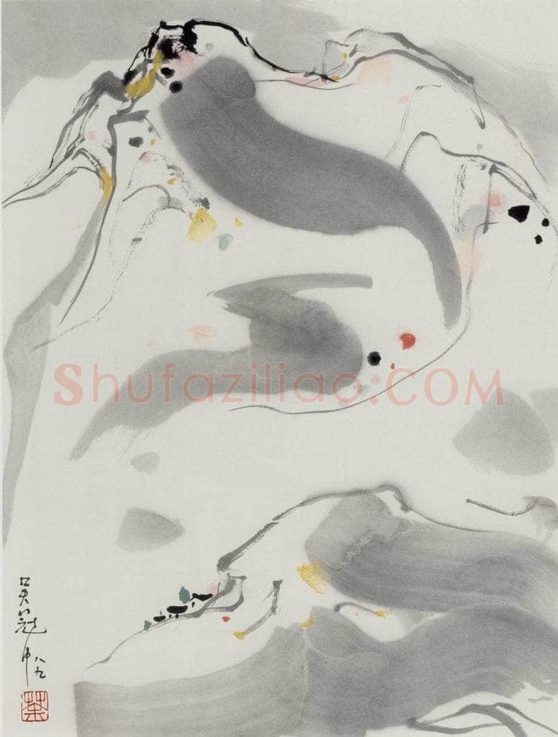 1989年 吴冠中 雪山(册页) 书画作品