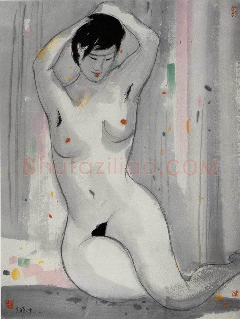 1990年 吴冠中 梳妆(人体) 书画作品