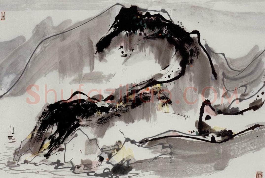 1986年 吴冠中 三峡江岸 书画作品
