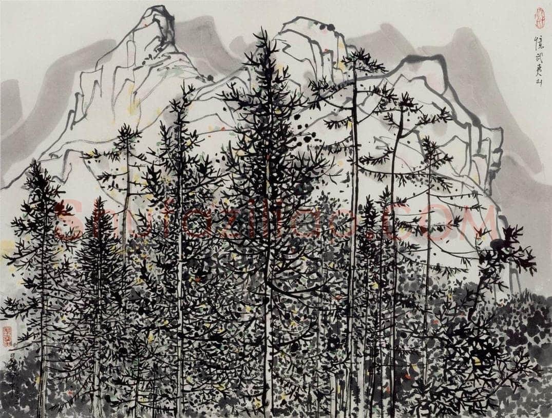 1992年 吴冠中 忆武夷山 书画作品