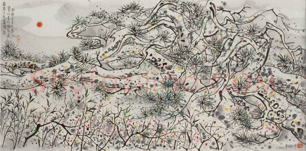 1993年 吴冠中 岁寒三友 书画作品