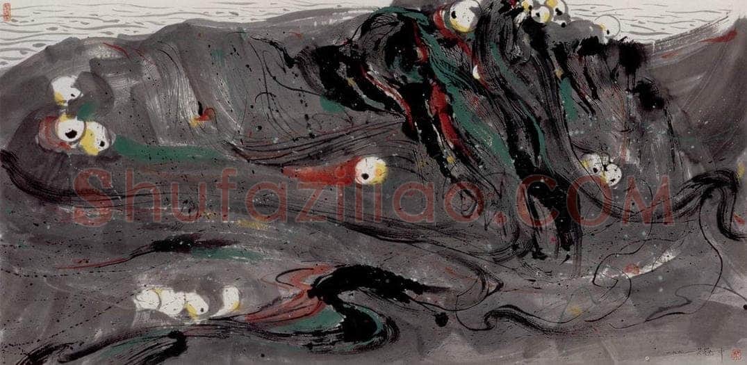 1991年 吴冠中 渔网 书画作品