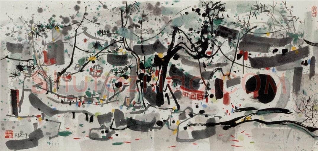 1991年 吴冠中 苏州网师园 书画作品