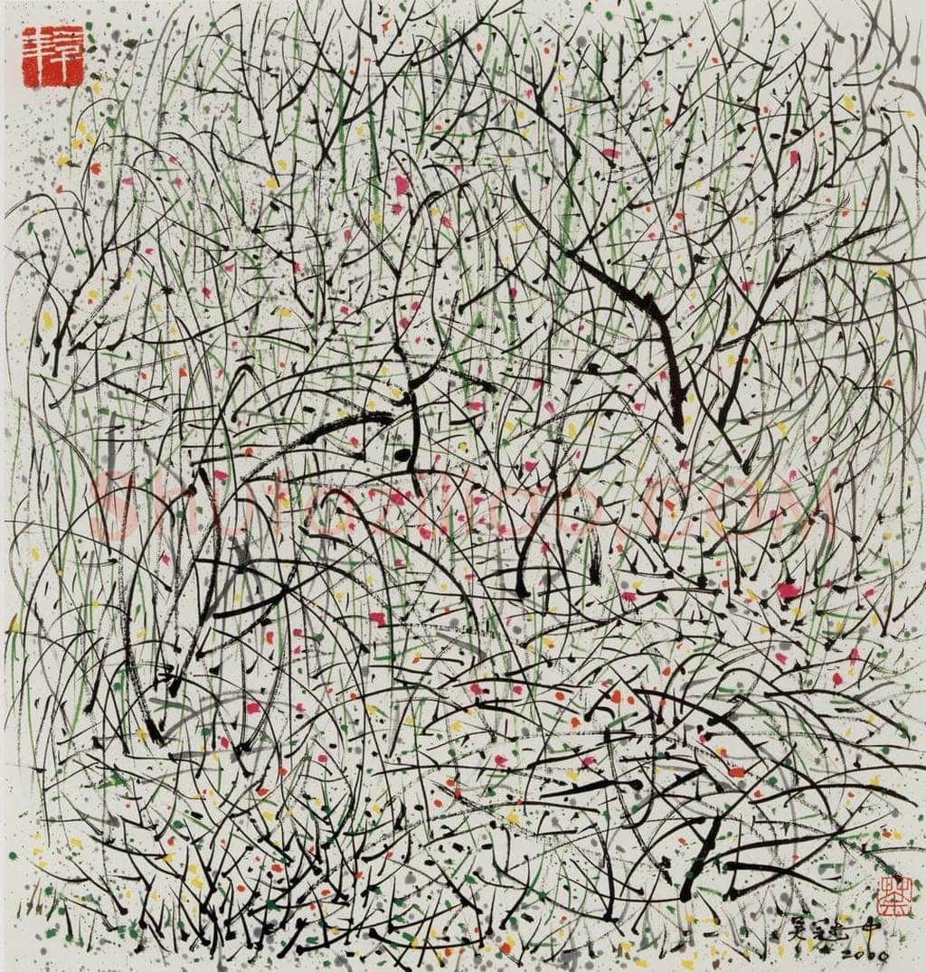 2000年 吴冠中 春满 书画作品