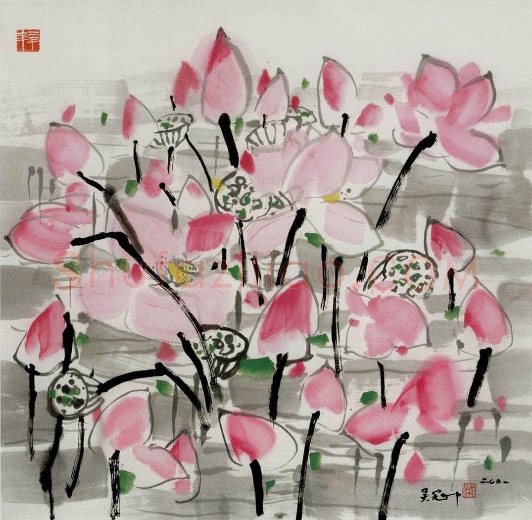2001年 吴冠中 映日 书画作品