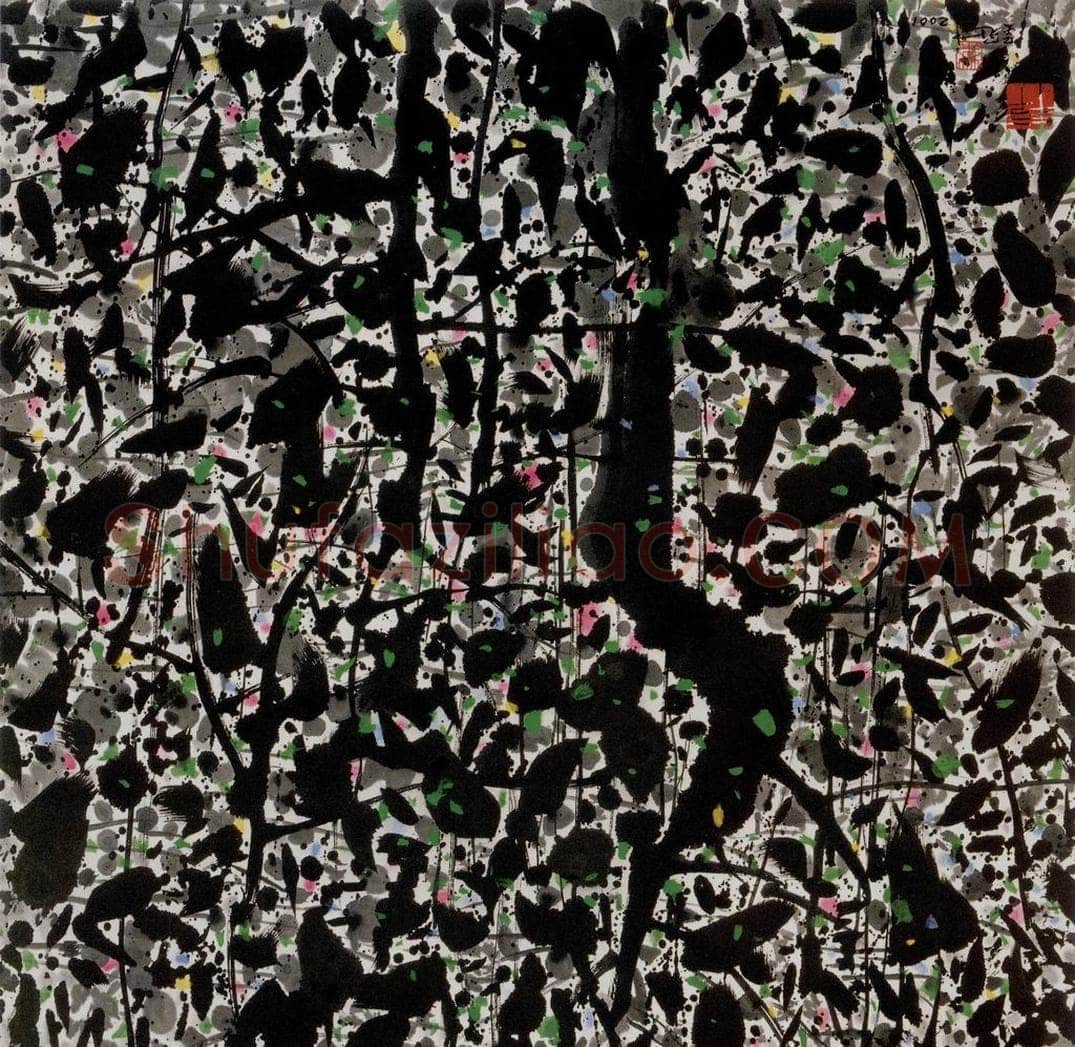2001年 吴冠中 点点天空 书画作品