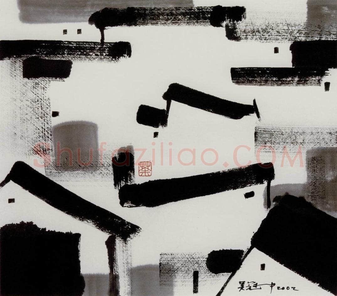 2002年 吴冠中 白墙与白墙 书画作品
