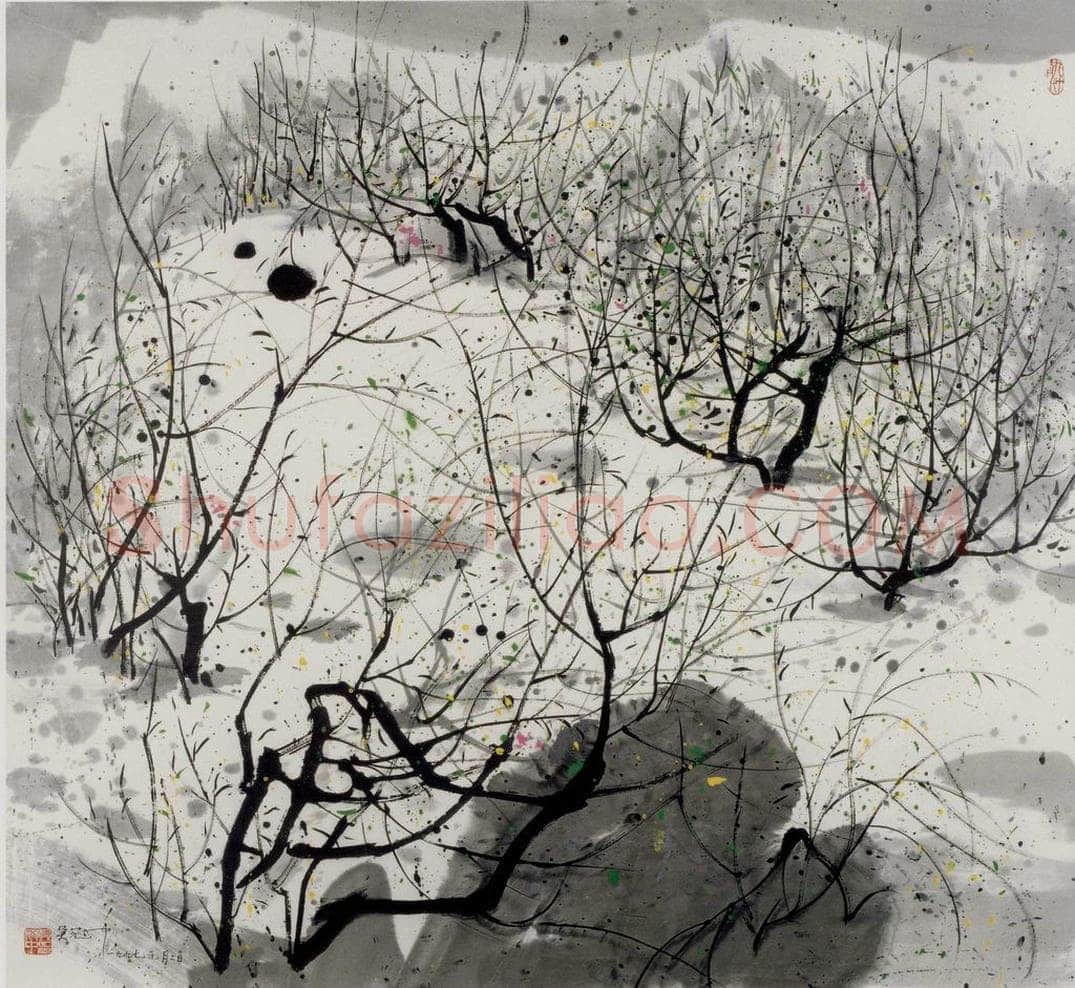 1997年 吴冠中 遗忘的雪 书画作品