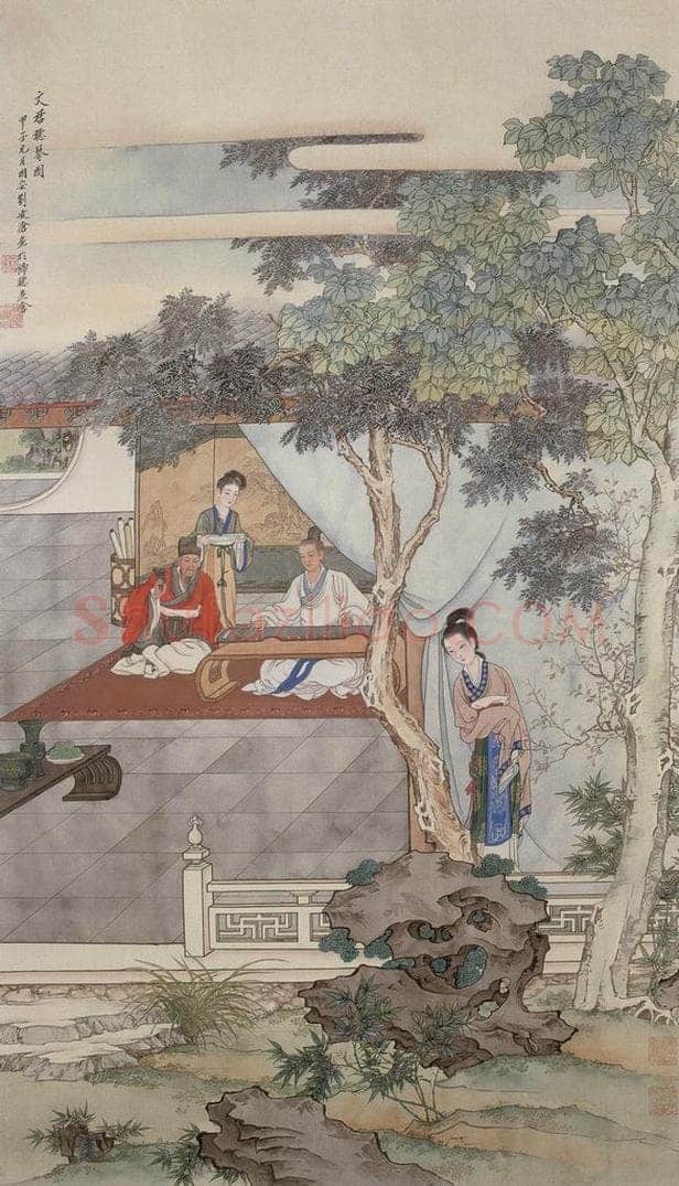 1984年 刘凌沧 《文君听琴》 书画作品