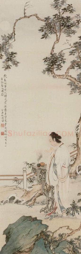 1937年 刘凌沧 《月影焚香》 书画作品