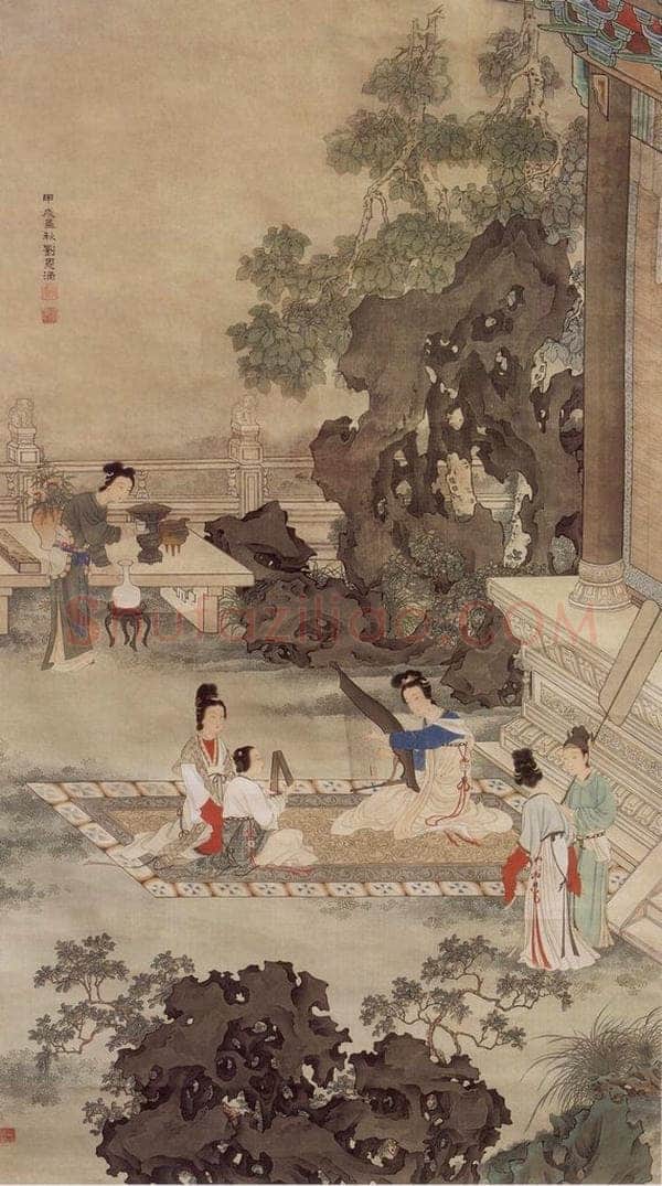 1934年 刘凌沧 《箜篌图》 书画作品