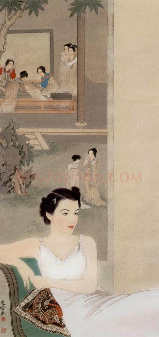 40年代 刘凌沧 《时装仕女》 书画作品