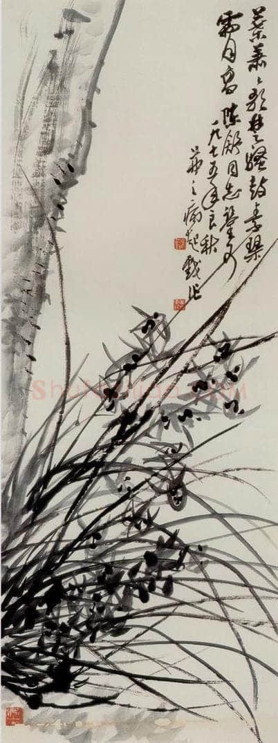 1975年 吴茀之 兰花 书画作品