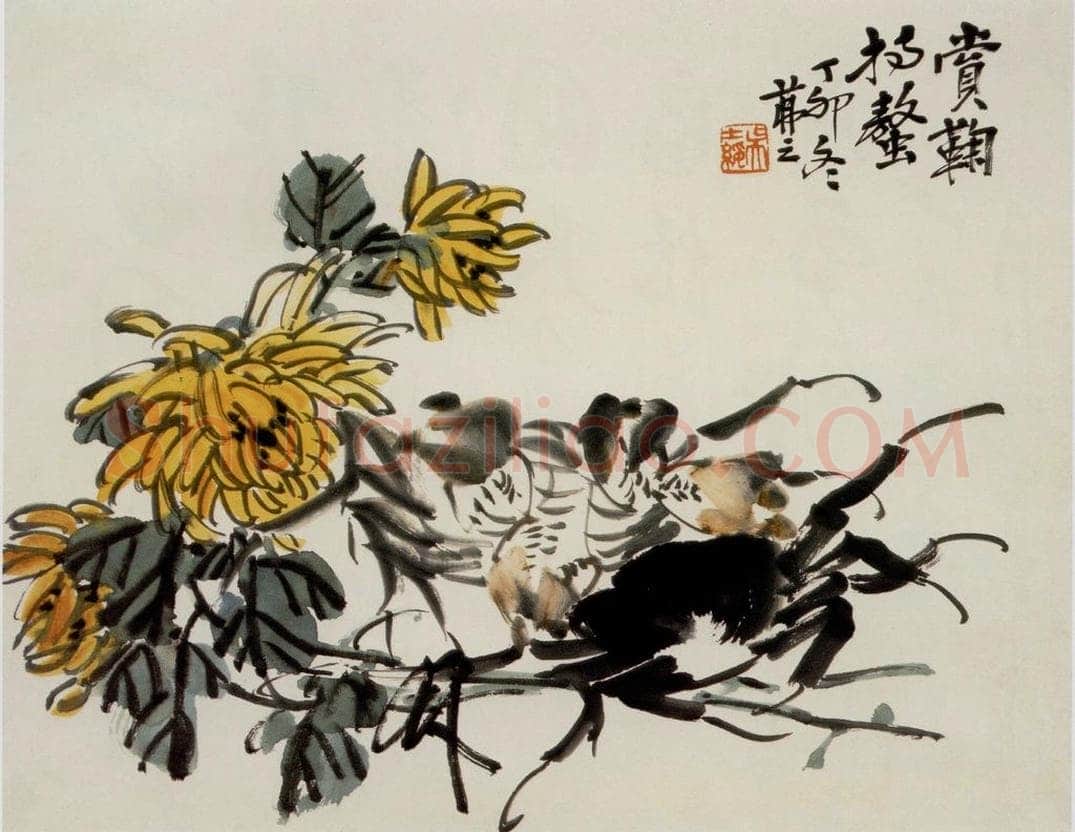  吴茀之 菊蟹图 书画作品