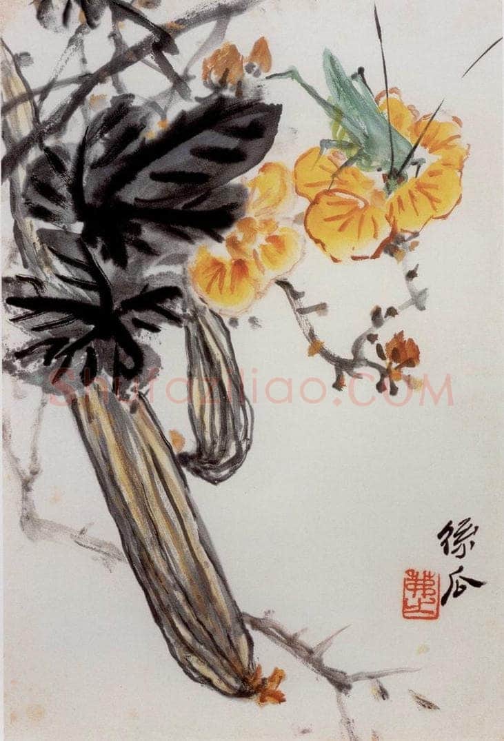  吴茀之 丝瓜图 书画作品