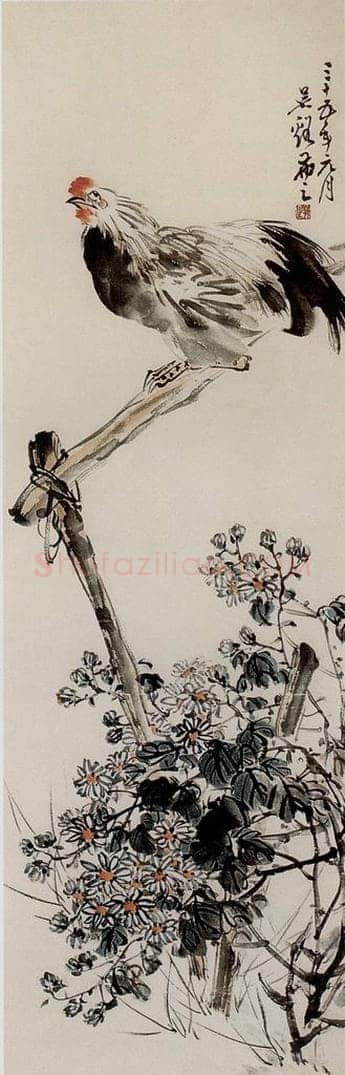 1946年 吴茀之 鸡菊图 书画作品