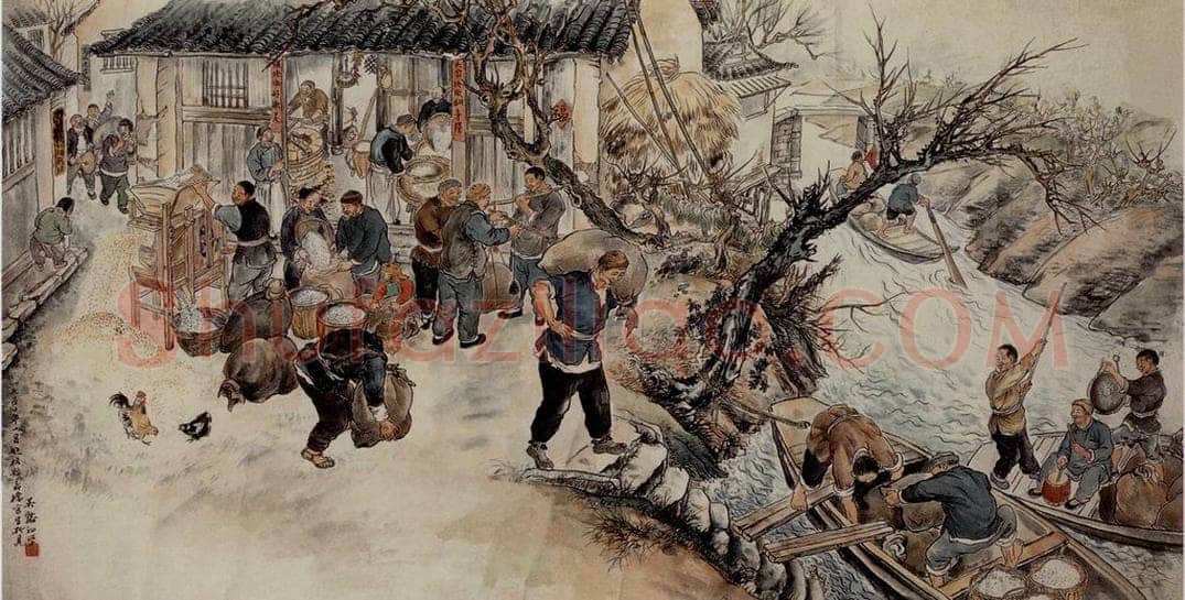 1950年 吴茀之 锣鼓声中送公粮 书画作品