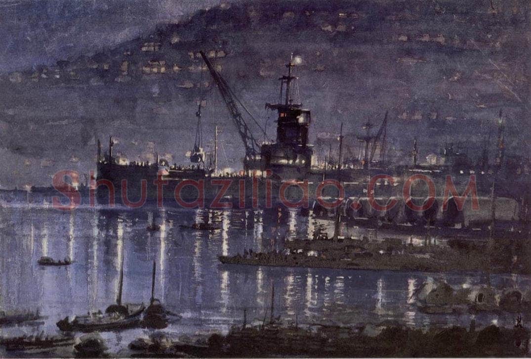 1955年 宗其香 《重庆港之夜》 书画作品