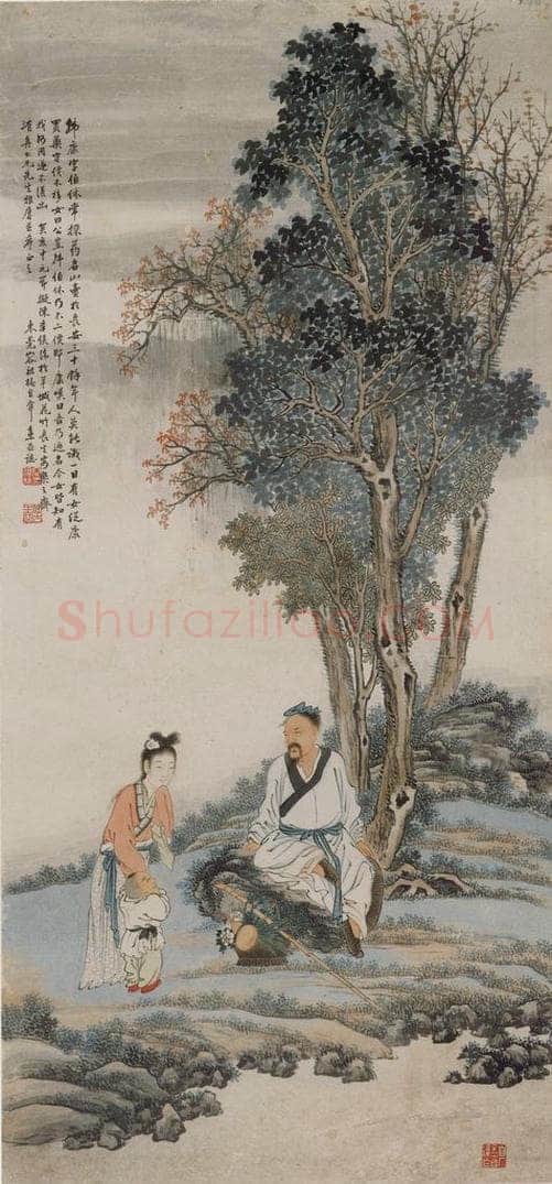  容祖椿 《韩康买药图轴》 书画作品