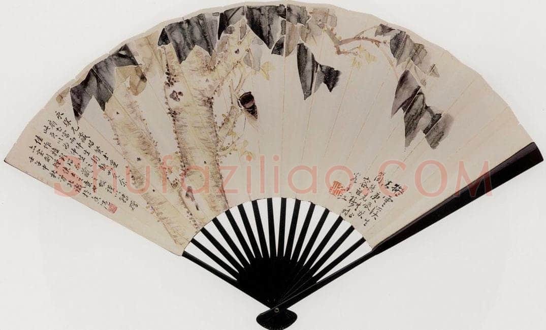  容祖椿 《梧桐鸣蝉图扇面》 书画作品