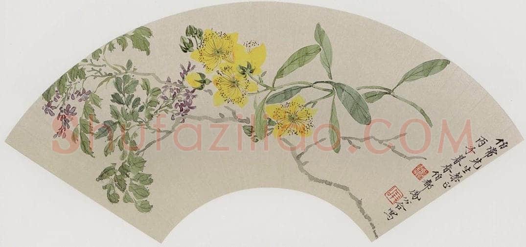  李凤公等 《花卉图扇面》 书画作品