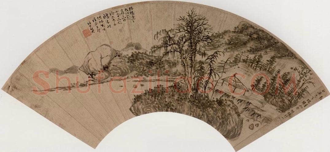  张白英 《山水图扇面》 书画作品