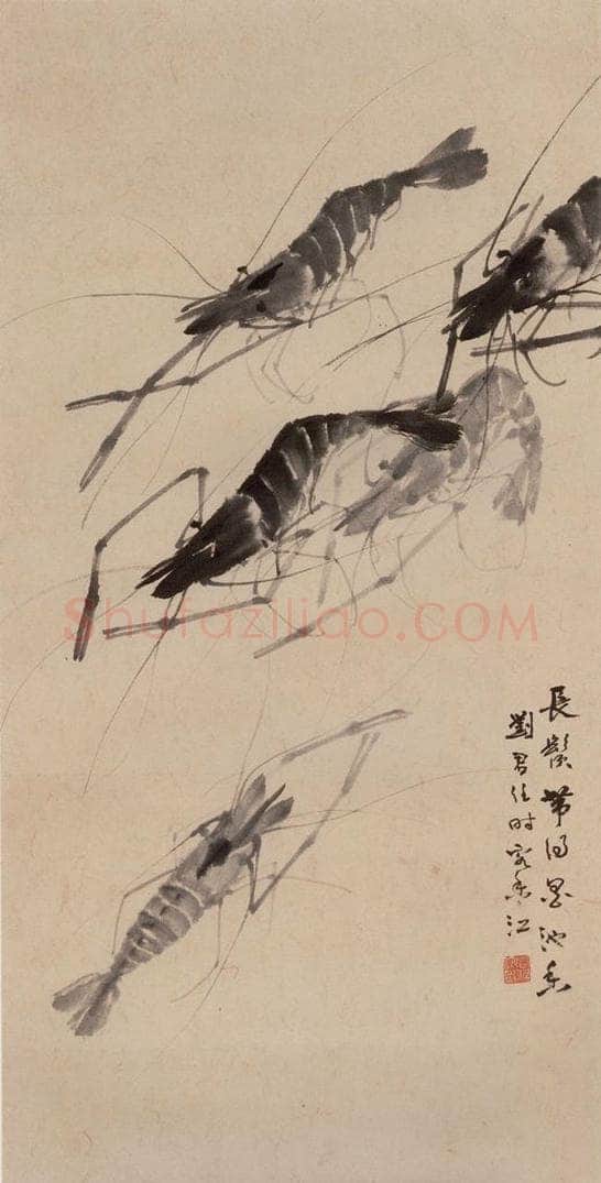  刘树声 《墨虾图轴》 书画作品
