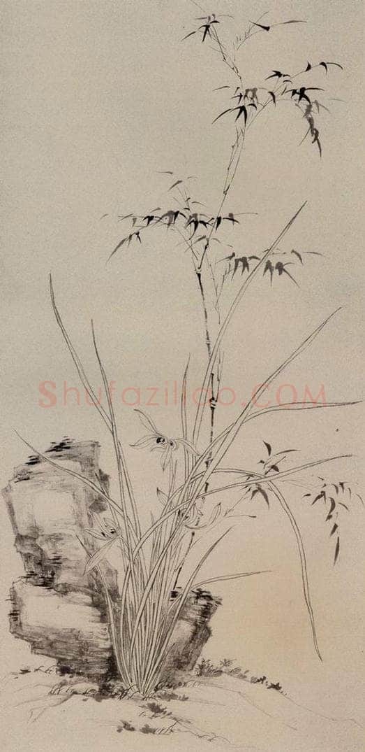 黄般若 《兰石图轴》 书画作品