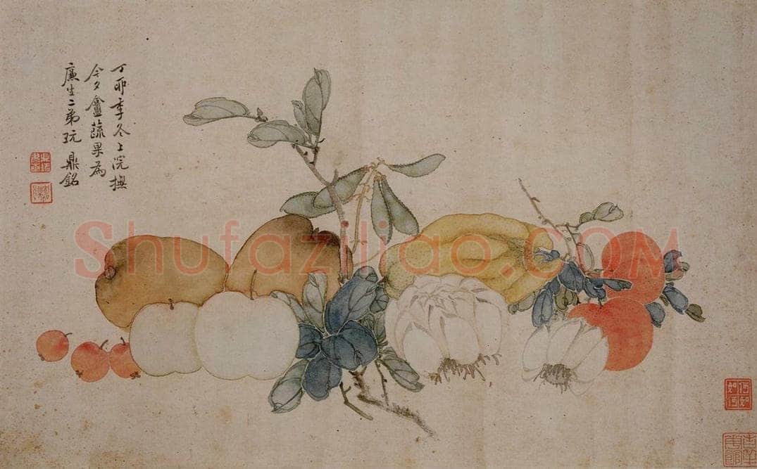  张嘉谟 《花卉蔬果图册页》 书画作品