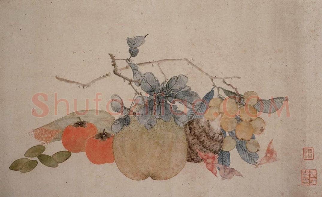 张嘉谟 《花卉蔬果图册页》 书画作品