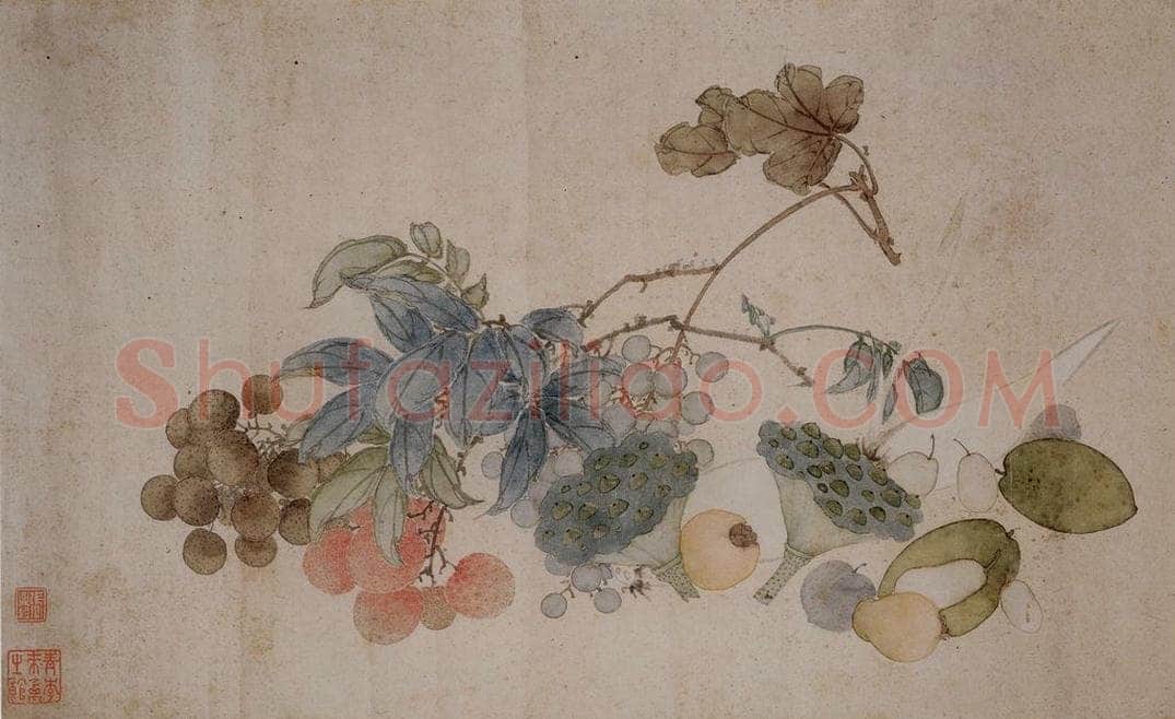  张嘉谟 《花卉蔬果图册页》 书画作品