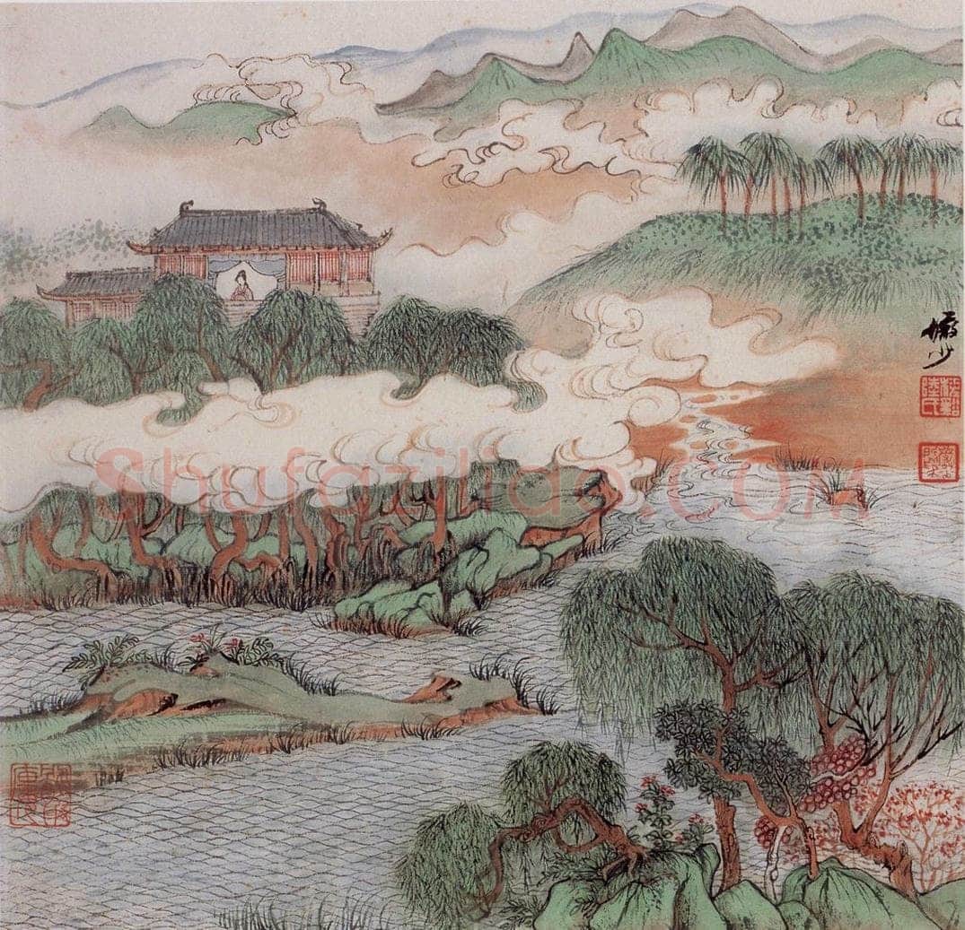 20世纪60年代 陆俨少 《璇闺四序图咏 满庭芳·春》 书画作品