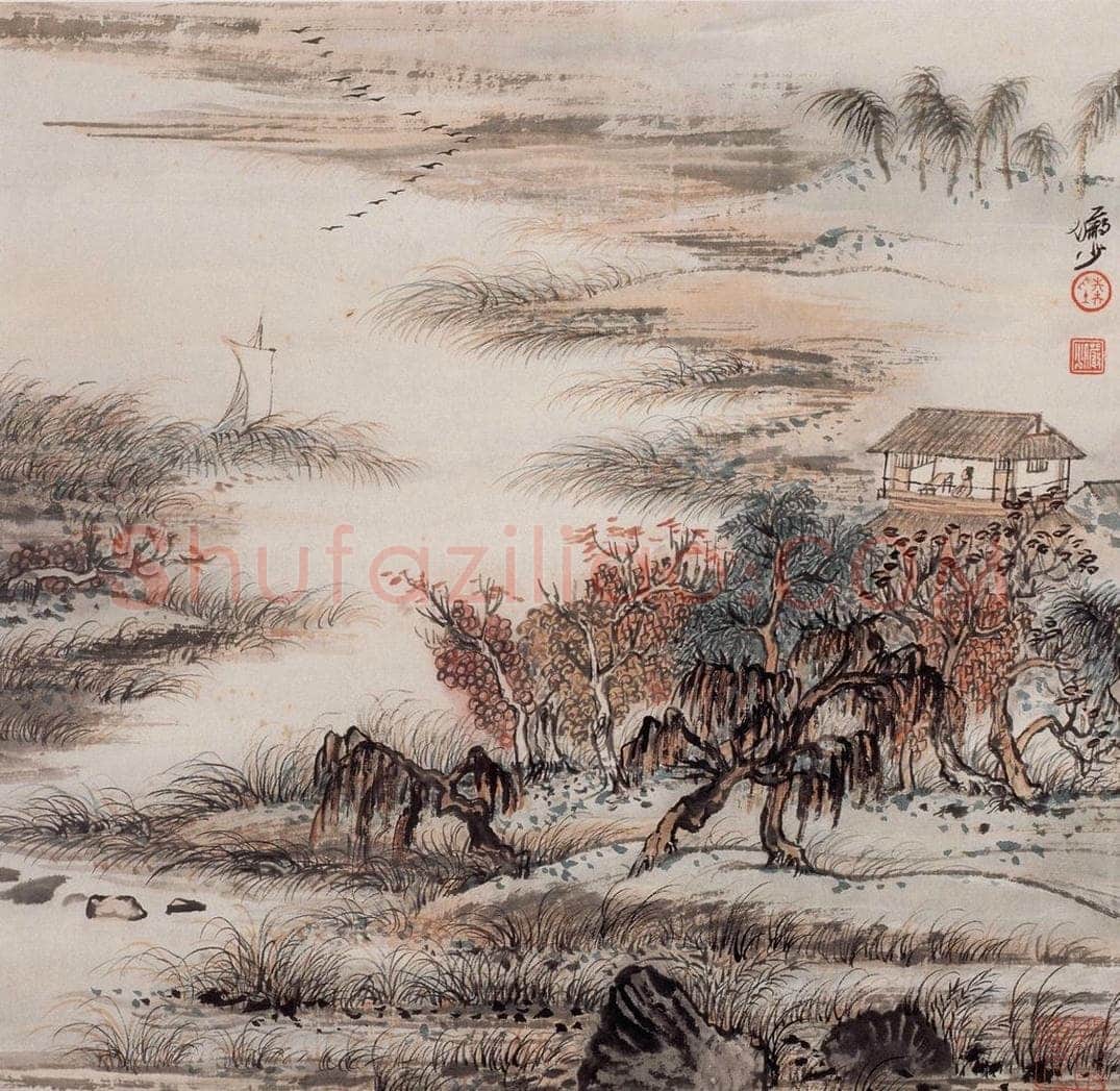 20世纪60年代 陆俨少 《璇闺四序图咏 桂枝香·秋》 书画作品