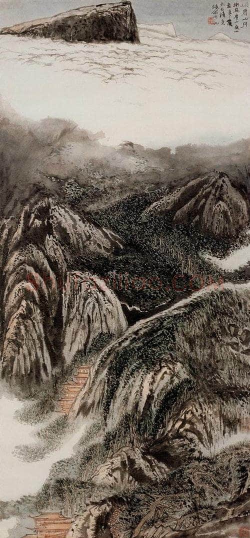 1963年 陆俨少 《峨眉山月》 书画作品