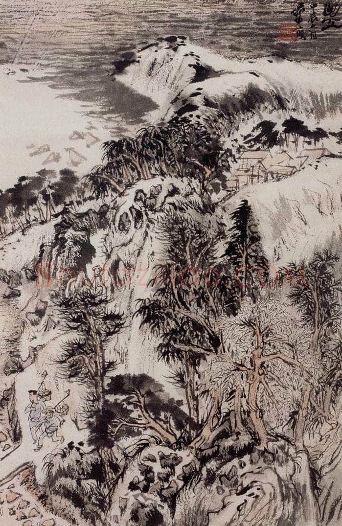 1964年 陆俨少 《出工》 书画作品