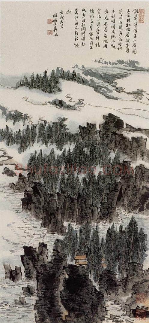 1982年 陆俨少 浮玉山居图 书画作品