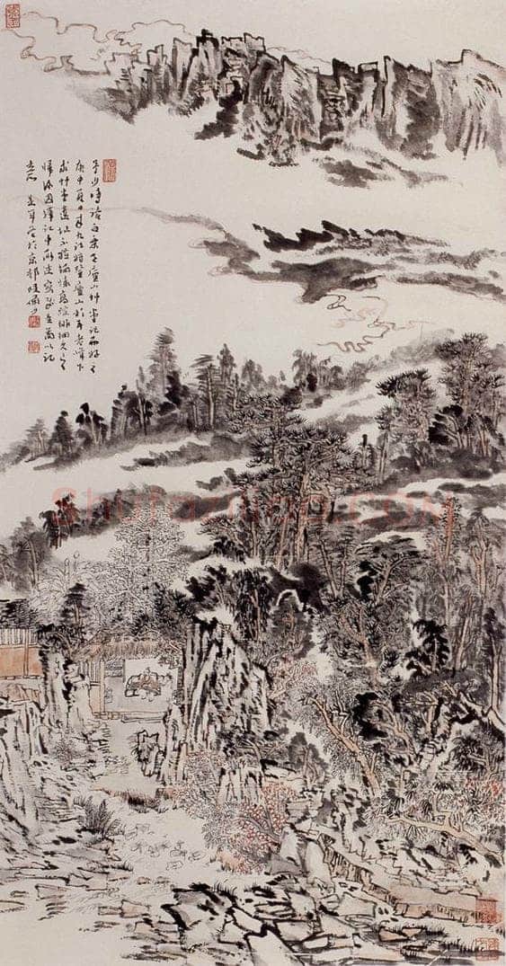 1980年 陆俨少 庐山草堂图 书画作品