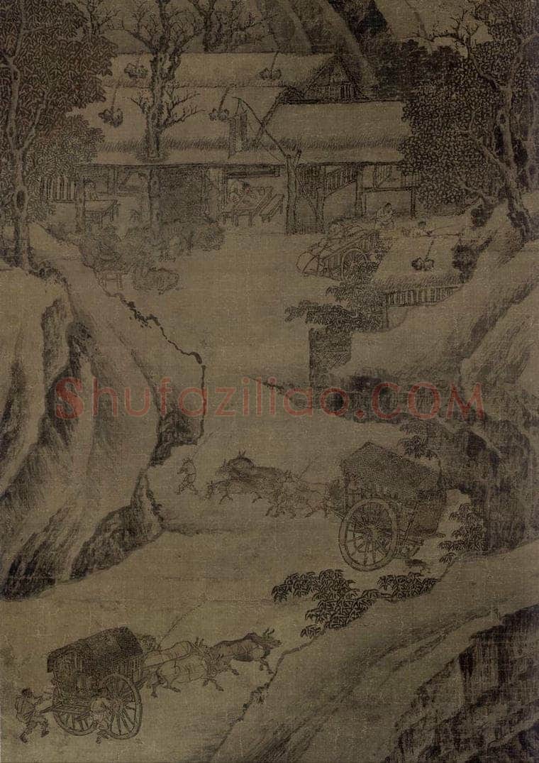 宋 朱锐 《盤车图》 书画作品
